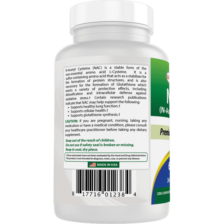 Best Naturals NAC (N-Acetyl L-Cysteine) 600 mg 250 Capsules