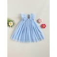 thumbnail image 4 of Arvbitana Toddler Girls Summer Casual Dresses Little Girl Fly Sleeve Square Neck Princess Dress Baby Kids Layere Ruffle Tulle A-line Dress for Party 9M-5T, 4 of 9