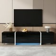 thumbnail image 1 of Meuble Télé Moderne, Meuble Télé Noir de 65 70 75 Po pour Salon, Centre de Divertissement avec Rangement, Table Console Télé avec Charnière Ajustable (Noir), 1 of 9