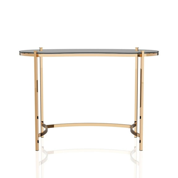 Furniture of America Lythy Contemporary Glass Top Desk in Gold