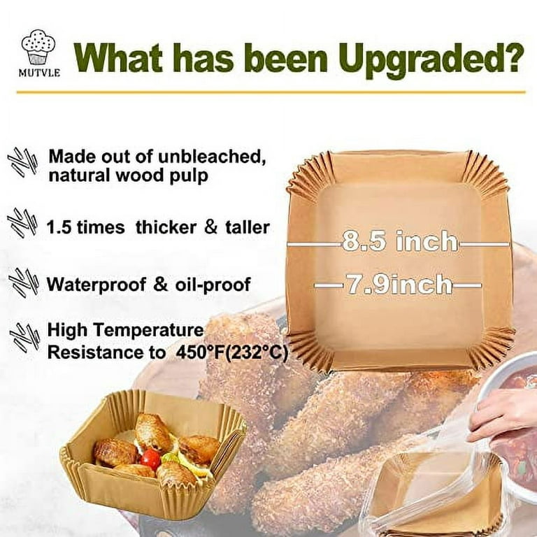 GCP Products 100 Pcs Air Fryer Liners Disposable Paper Liner For Baking  Roasting Microwave