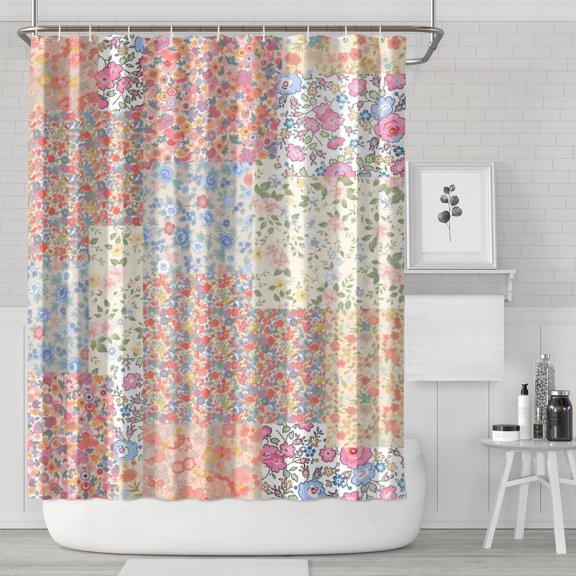 Pioneer Flower Floral Print Pattern Shower Curtain 72"x84" ,Bathroom Decorative Shower Curtains Set with 12 Hooks,Modern Waterproof Washable Shower Curtain