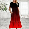 thumbnail image 7 of ChaoHeng Dresses for Women $5 Short Sleeve Dresses Plus Size Women's Summer Casual Short Sleeve CrewNeck Dress Casual Flowy Tiered Maxi Beach Dress with Pockets Gradient Print Dress, 7 of 7