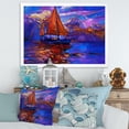 thumbnail image 3 of Designart 'Red Sail Ship On Purple Sunset in Blue Ocean' Nautical & Coastal Framed Art Print, 3 of 4