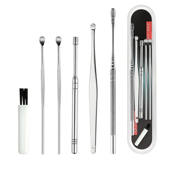 Ear Wax Removal Tool Set Ear Cleansing Tool Set Ear Wax Remover Kit Ear Pick Kit Ear Remover Set Ear Wax Removal Tool Set Stainless Steel Ear Cleansing Tool Kit With Brush Material