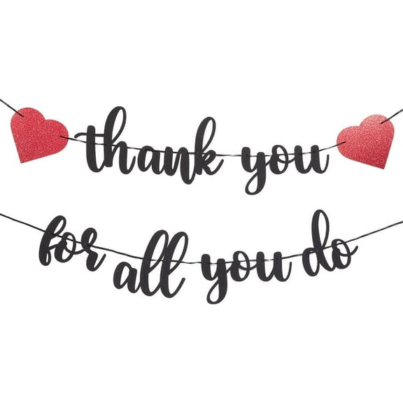 Thank You for All You Do Banner Thanksgiving Banners Black Paper Employee Staff Coworker Appreciation Decorations Hanging Garland Sign for Teacher Nurse Doctor Party Backdrop Supplies