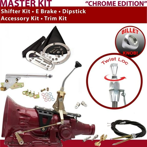 American Shifter C4 Shifter Kit Chrome 8 in. E Brake Cable Clevis Trim Kit Dipstick for F8042