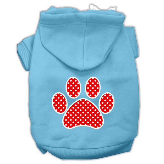 Pet Dog Cat Hoodie Screen Printed, "Red Swiss Dots Paw"