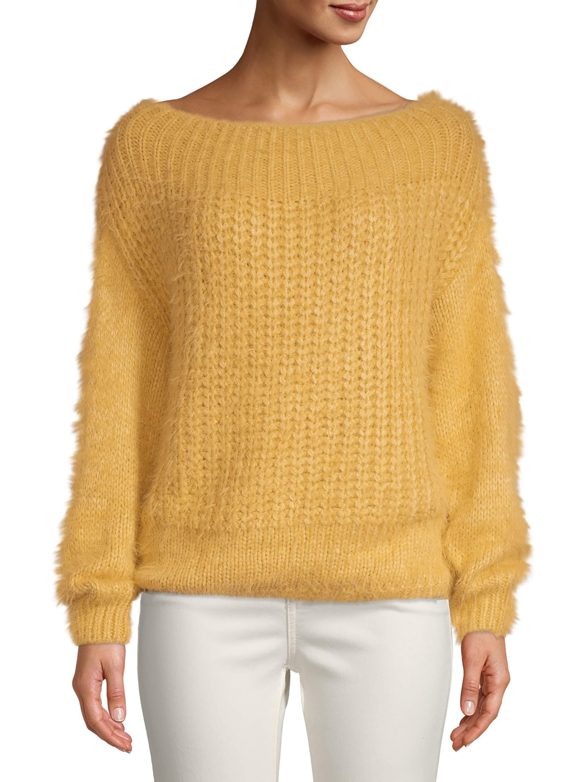 Shoulder Eyelash Pullover Sweater 