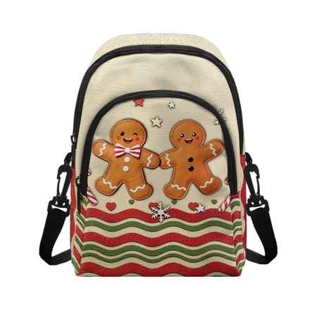 CHAQLIN Gingerbread Man Star Pattern Sling Bag with Portable Practical Small Crossbody Wallet for Travel Polyester Chest Bag