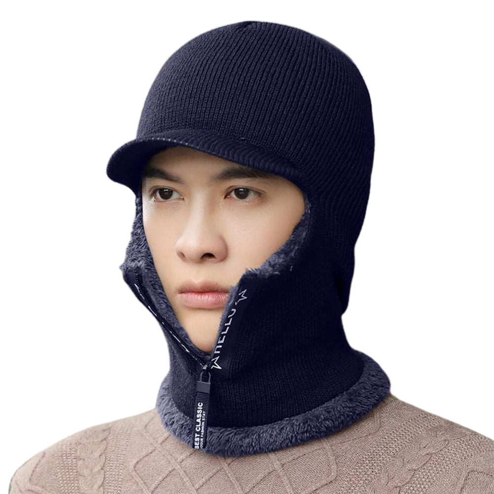 Winter Knitted Hat Scarf Set Beanie Zip Scarf Earflap Fleece  display picture 1