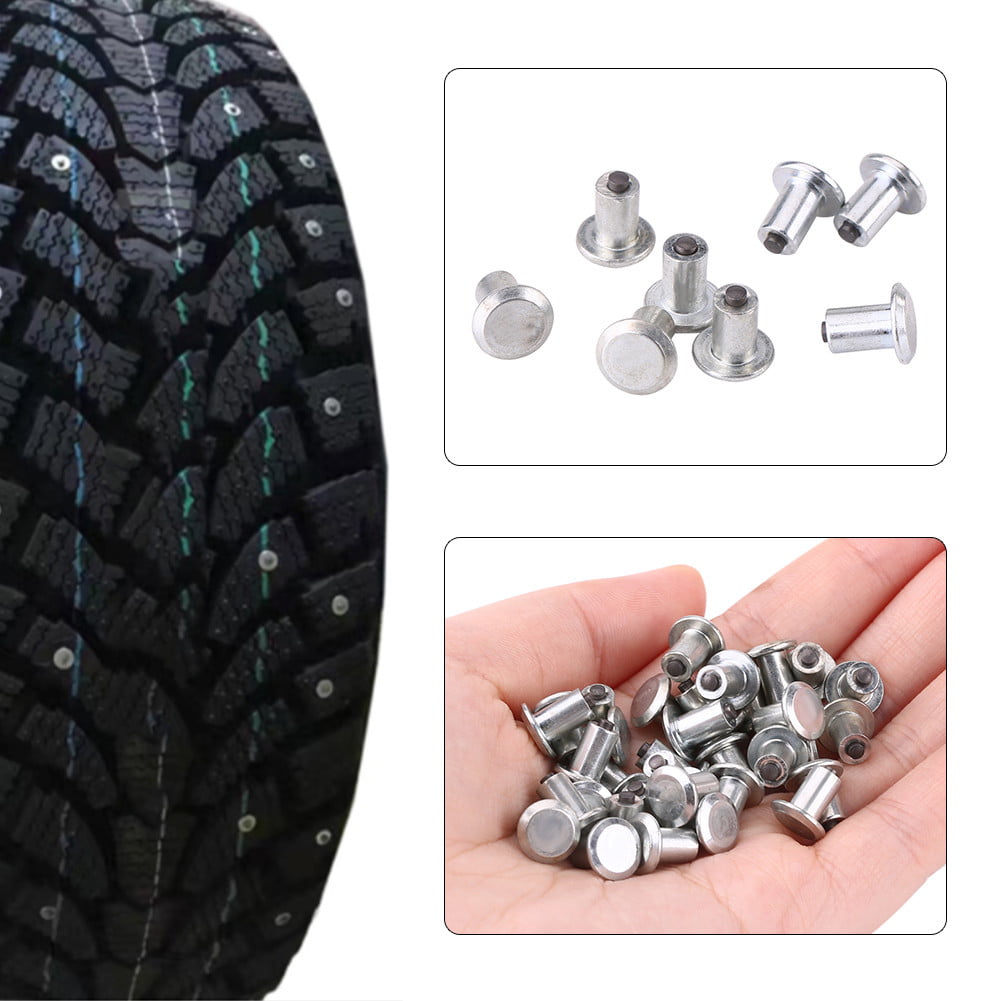 Details about   100pc 12mm Carbide Screw In Tire Stud  Spikes With Steel Body For Car truck 