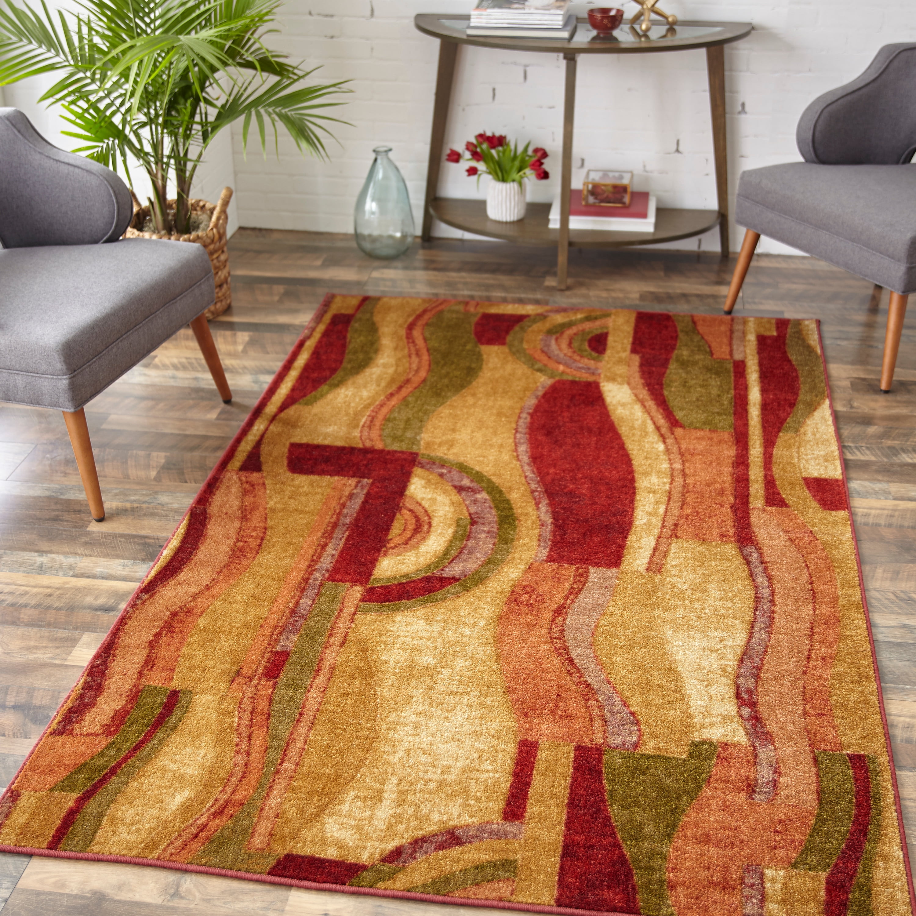 Mohawk Home New Wave Picasso Wine Printed Area Rug, 5'x8', Red & Orange