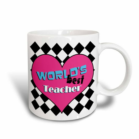 3dRose Worlds Best Teacher Pink, Ceramic Mug, (Best Teacher In World)