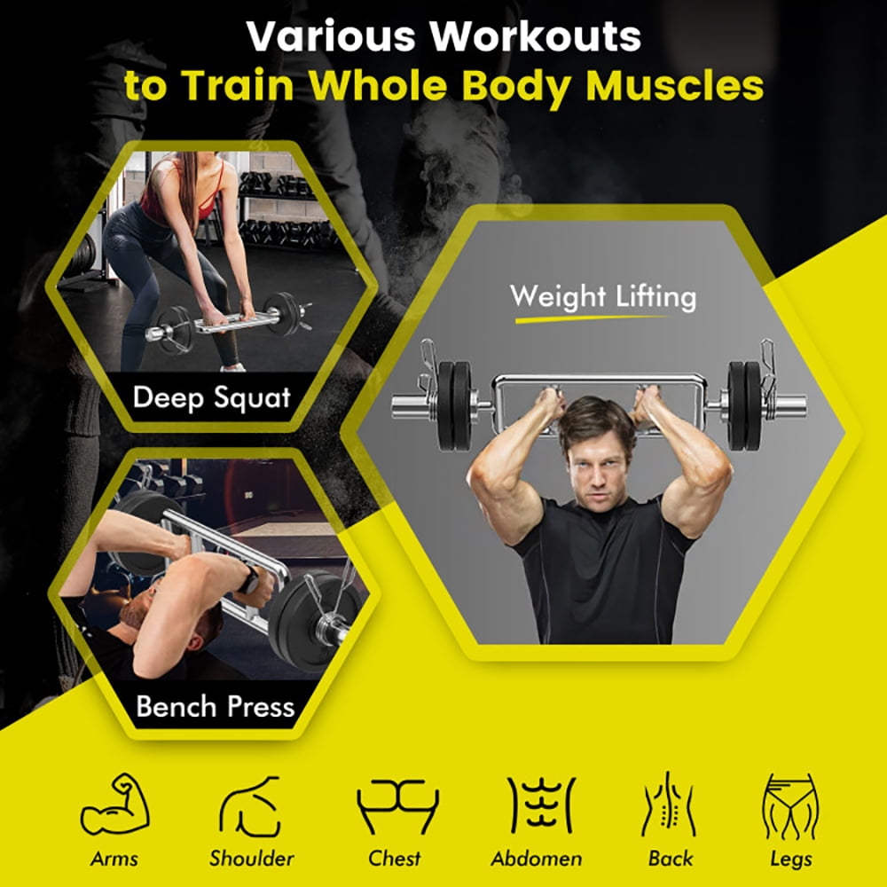 Demifill 700 LBS Olympic Triceps Bar with Knurled Handles for Squats Deadlifts Shrugs, Olympic Triceps Bar with Heavy Duty Steel Construction, Strength Training Bar for Home Gym, Silver