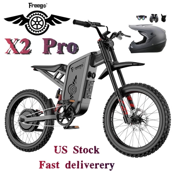 Freego X2Pro 6000W(Peak)Motor 60V 30Ah Battery Electric Motorcycle for Adults,Electric Dirt Bike Teens ,50MPH Off Road Electric Bicycle,19x2 Full Suspension/Four-Piston Hydraulic Brake UL2849