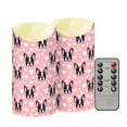 thumbnail image 2 of Boston Terrier Dog Heart Pattern Flameless Candles 2 PCS with Remote Realistic Moving Flame LED Tapered Pillar Set for Home Decor, 2 of 7