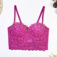 thumbnail image 2 of Tank Tops for Women,Lace Camisole Rhinestone Beaded Crop Top Belly Dance Corset Fishbone Bustier For Fashionable Layering,Camisole Tops for Women,Hot Pink,90, 2 of 7