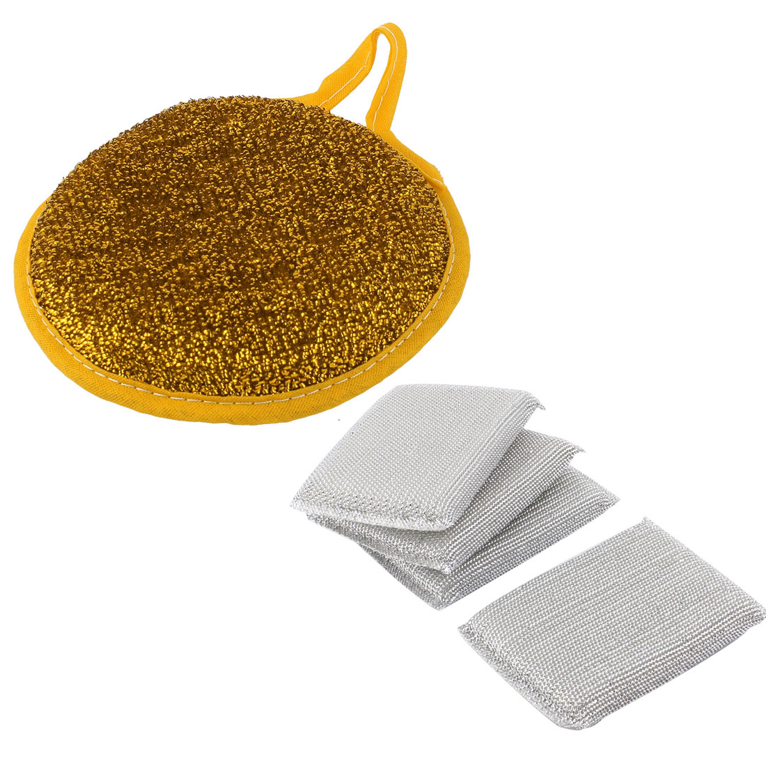 Bowl Dish Double Side Metal Wire Scouring Pad Sponge Scrubber and 4pcs