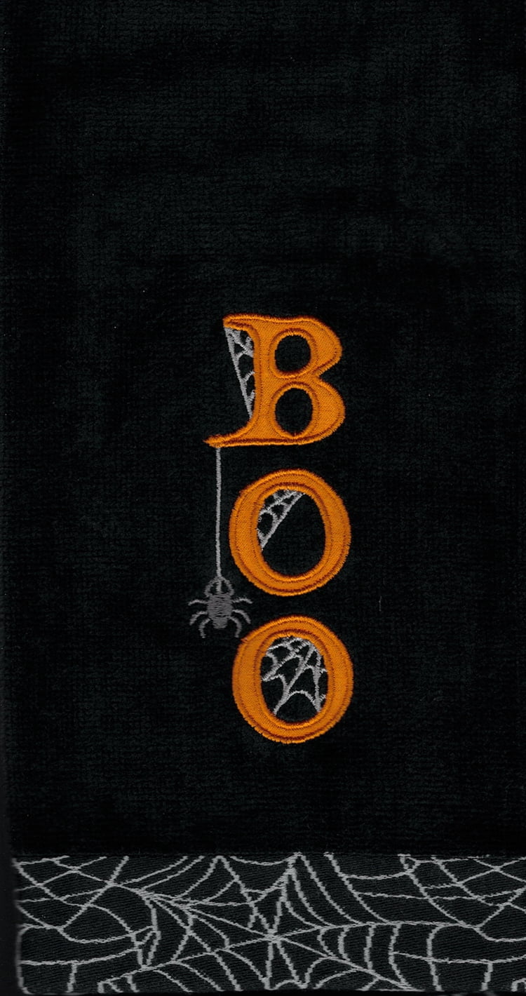 Spooky Boo Halloween Black Bath Hand Towels 2-Piece Celebrate Together