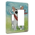 thumbnail image 1 of KuzmarK™ 2 Gang Single Toggle / Single Duplex Rocker Wall Plate - Bull Terrier Puppy with Red Bandana Dog Art by Denise Every, 1 of 1