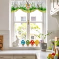 thumbnail image 5 of Easter Bunny Tie Up Valances Curtain, Spring Bunny Sitting on A Flowerpot Carrot Flower Plaid Adjustable Rod Pocket Short Window Treatment Tie Up Curtains Valances for Kitchen Bathroom 42x12 Inches, 5 of 9