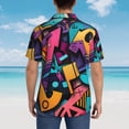 thumbnail image 3 of Lsque Vibrant Graffiti Urban Art pattern Hawaiian Shirt for Men, Unisex Summer Beach Casual Short Sleeve Button Down Shirts-Large, 3 of 9