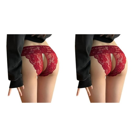 Wijhcboe 2 Pack Womens Remote Panties for Women Pleasure Sexy Lace Panties Thong Seamless Underwear Pack Low Rise Cotton Underwear Breathable Briefs for Women Cutout Lace Bikini Briefs Lane Dress 18