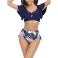thumbnail image 3 of Liacowi Mommy and Me Swimsuits 2 Piece Bikinis Set Print Fly Sleeve Tops + Briefs Swimwear Bathing Suit Beachwear for Women＆＆Girls, 3 of 9