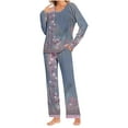 thumbnail image 2 of Xunlbb Womens Plus Size Pajamas Ladies' Gradient Printed Casual Top Pants Pajama Set Gift for Women S-3XL, 2 of 6