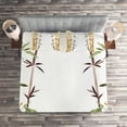 thumbnail image 2 of Ambesonne Asian Themed Quilted Coverlet 3 Pcs, Simple Watercolor Leaf, King Size, White Brown Cream, 2 of 2