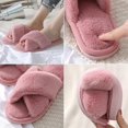 thumbnail image 3 of Catlerio Women Plush Furry Cross Band Open Toe Slippers Sandals Faux Fur Comfy Home Ladies Flat Slides Shoes, 3 of 5