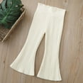 thumbnail image 2 of Otqutp Bell Bottoms Pants for Girls Spring and Autumn Solid Color Elastic Waist Casual Flare Pants High Waisted Flare Leggings (b-Beige,3-4 Years), 2 of 4