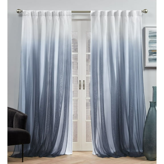 Exclusive Home Crescendo Lined Room Darkening Blackout Hidden Tab Curtain Panel Pair, 52"x84", Indigo, Set of 2