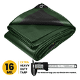 thumbnail image 2 of Protarp 16 Mil Extreme Heavy Duty Tarp Camping Tarpaulin Waterproof Cover, Green/Black 24′ X 30′Ft, 2 of 7