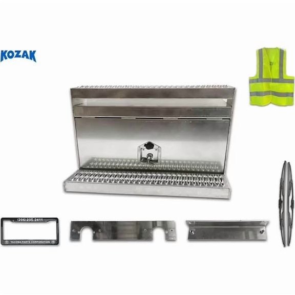 Aluminum Tool Box Step with Brackets Right Passenger Side Compatible with 377 385