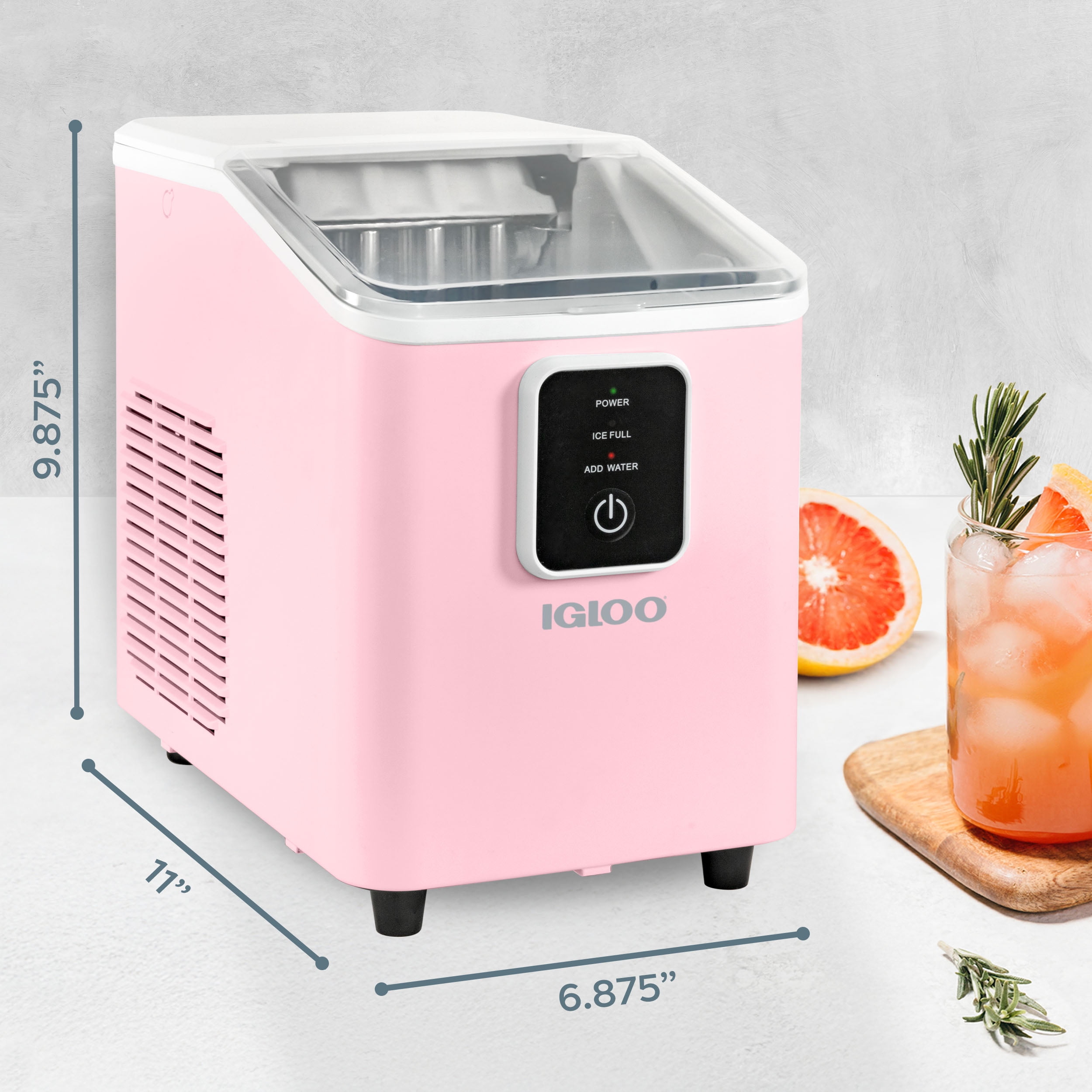 Igloo Countertop Ice Maker, Automatic Self-Cleaning Ice Maker Machine with Ice Basket and Scoop, Pink