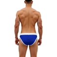 thumbnail image 3 of TANBOM Men's Sexy Triangle Swim Trunks Adjustable Drawstring Bulge Pouch Polyamide Comfortable Orange Black Blue L, 3 of 5