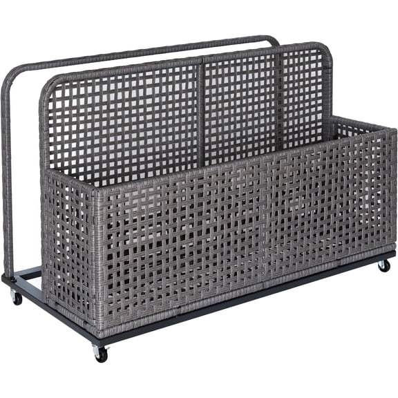 Yesurprise Poolside Float Storage Outdoor Storage Patio Poolside Float Storage Basket Storage Box PE Rattan Outdoor Pool Caddy with Rolling Wheels