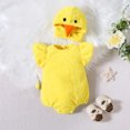 thumbnail image 5 of LYMAYTER 0-24M Baby Fleece Bunting Romper for Boys Girls Sleeveless Bodysuit 2PCS Infant Cute Cartoon Cosplay Onesie Jumpsuit with Hat, 5 of 10