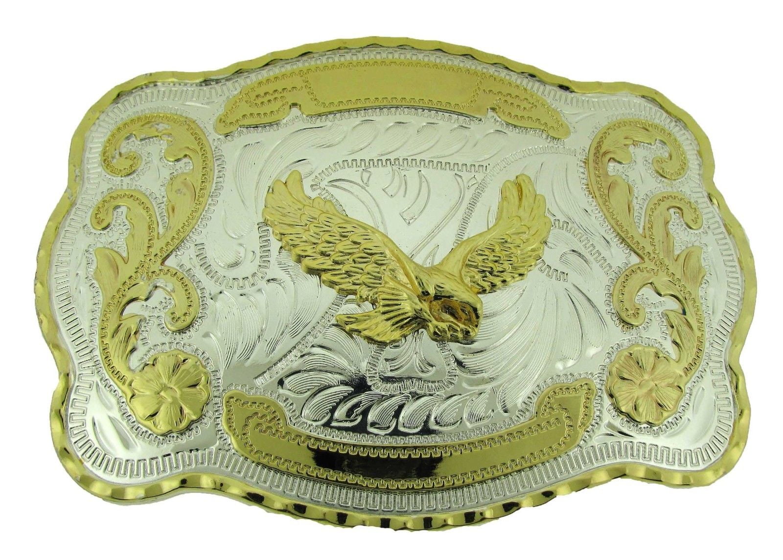 Eagle Belt Buckle Texas US Style Rodeo Western Gold Silver Metal Square