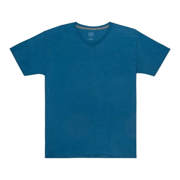 Playera Fruit of the Loom Para hombre cuello v, algodón sustentable, azul, talla EG