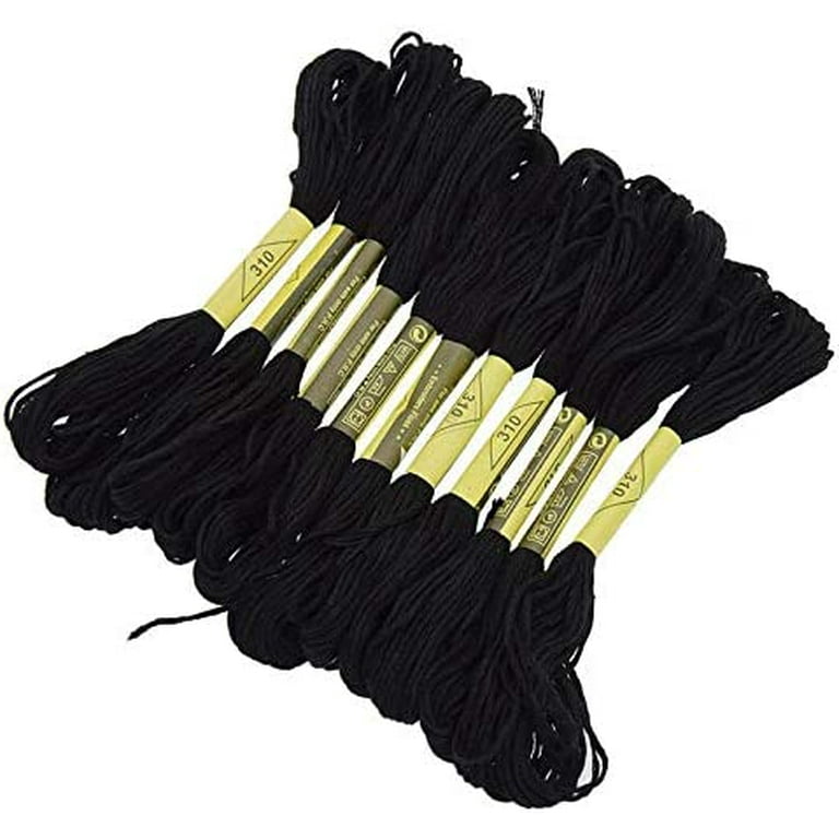 Black Embroidery , 24 Skeins Embroidery Thread Friendship Bracelet String,  Cross Stitch Threads Hair Wrap Yarn