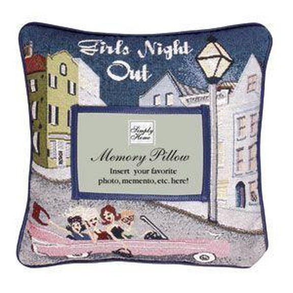 12" Blue and Pink 'Girls Night Out' Square Throw Pillow with Memory Photo Insert