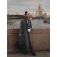 thumbnail image 3 of Women's Fashion Striped Coat Casual Comfortable Retro Street Style Autumn Winter Long Sleeve Lapel Double Breasted Outerwear, 3 of 9