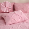 thumbnail image 4 of 7 Pieces Pink Queen Comforter Set for Women, Pintuck Bed in A Bag Queen, Pinch Pleat Bed Set, Soft Microfiber All Season Bedding Set with Sheets, Pillowcases & Shams, 4 of 6