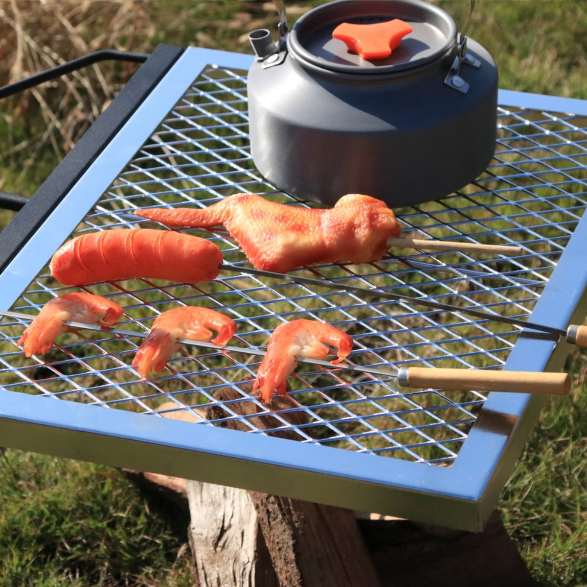 TOPCOMFY Charcoal Grill Rotating Campfire Grill, Heavy Duty Steel, 360° Adjustable, Portable for Outdoor BBQ Cooking and Camping