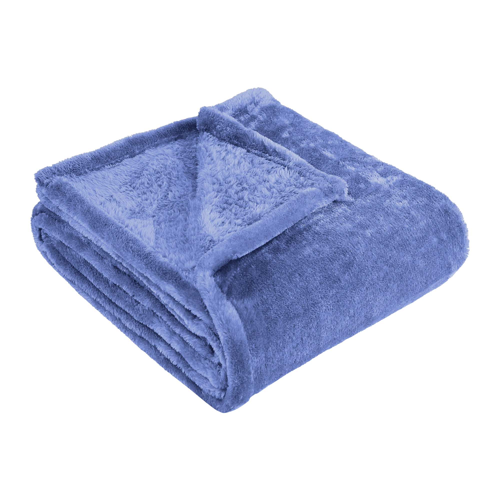 BNM Solid Fleece Soft Plush Blanket, Throw XL, Blue