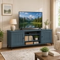 thumbnail image 2 of Mid Century Modern TV Stand for TVs up to 65 Inch, Entertainment Center with 2 Door & Open Shelf for Living Room, Bedroom,Turquoise, 2 of 8