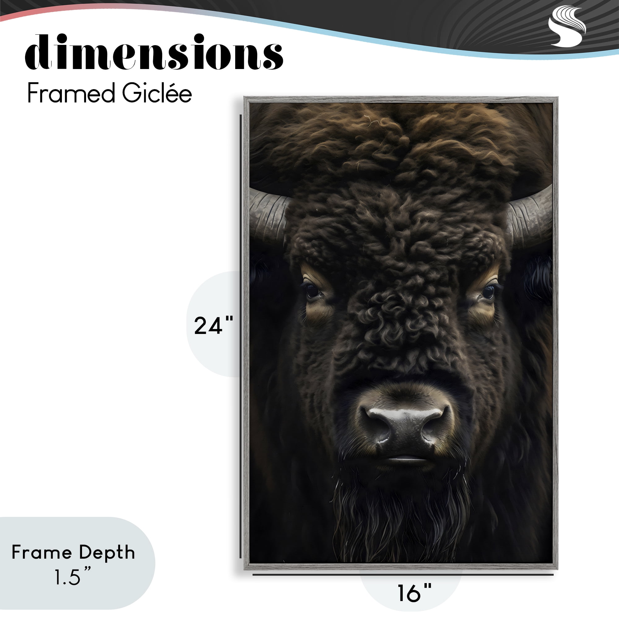 Stupell Industries Bison Portrait Close Up Gray Framed Giclee Art, design by Creative Studio
